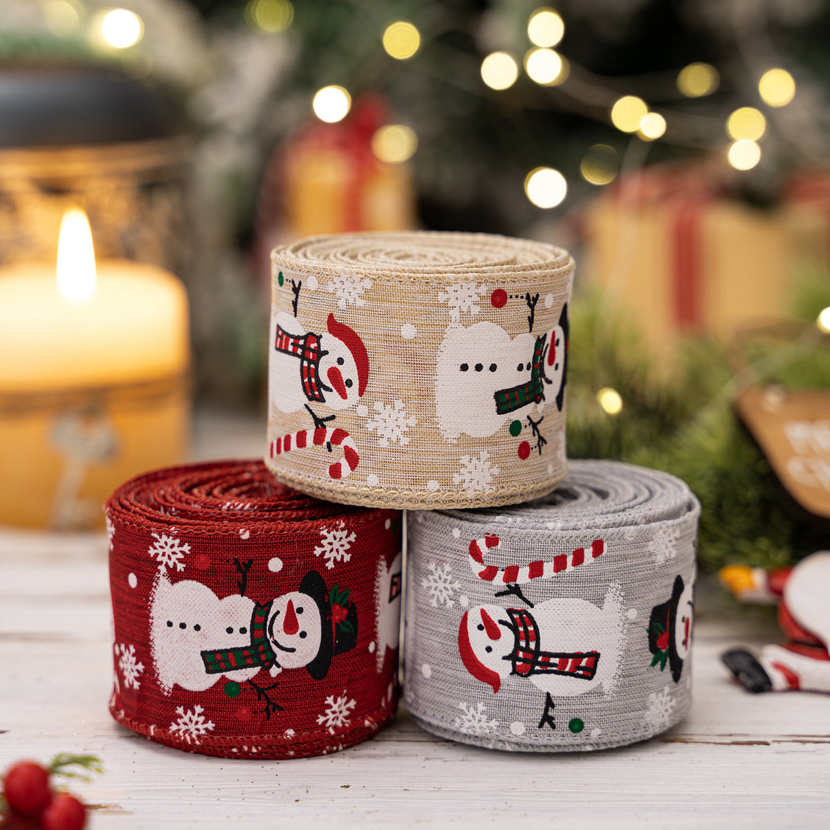 Christmas Snowman Ribbon Tape – Holiday Gift & Tree Decoration Ribbon