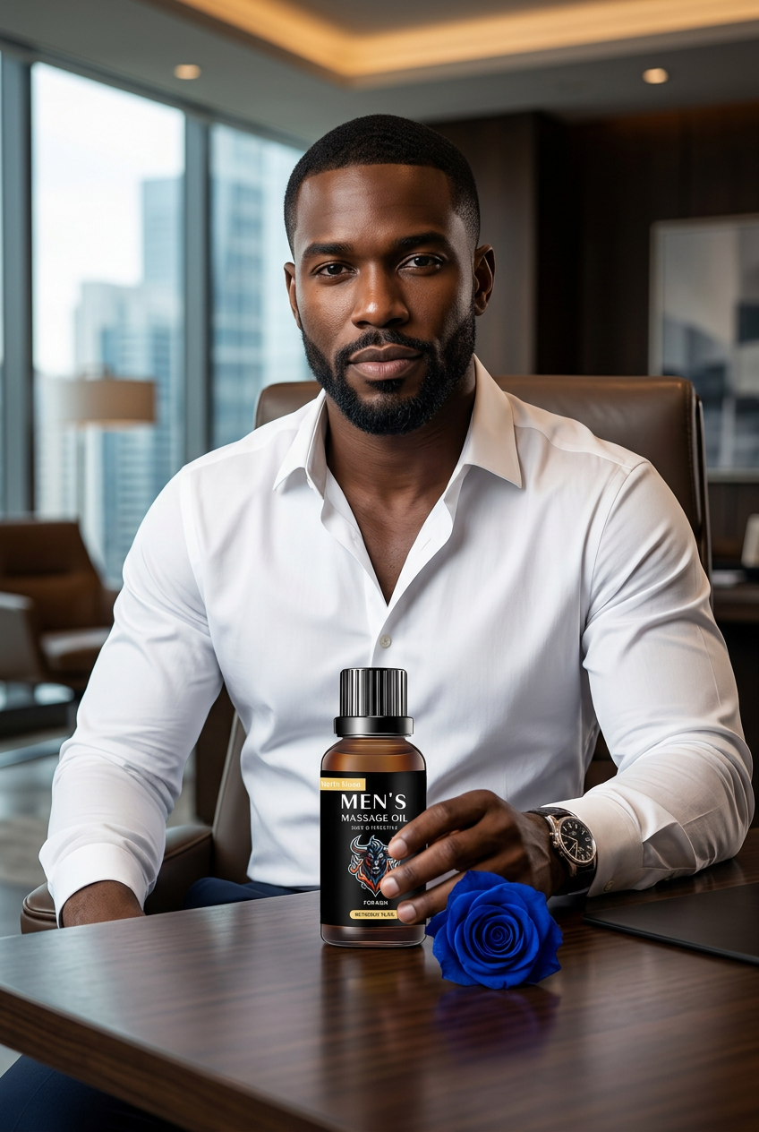 #1 — Black Male Model Hero with Blue Rose