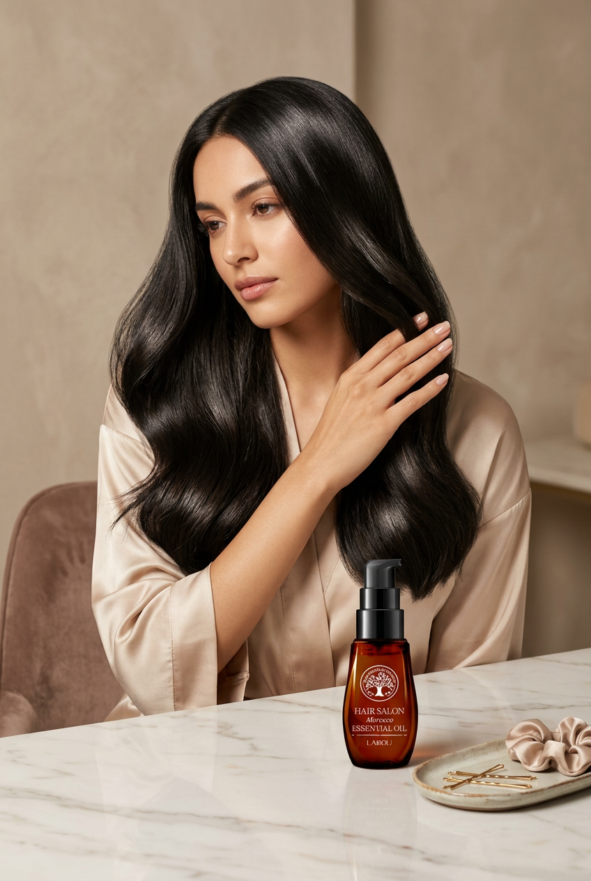 #1 — Lifestyle Hero, Glossy Hair with Bottle
