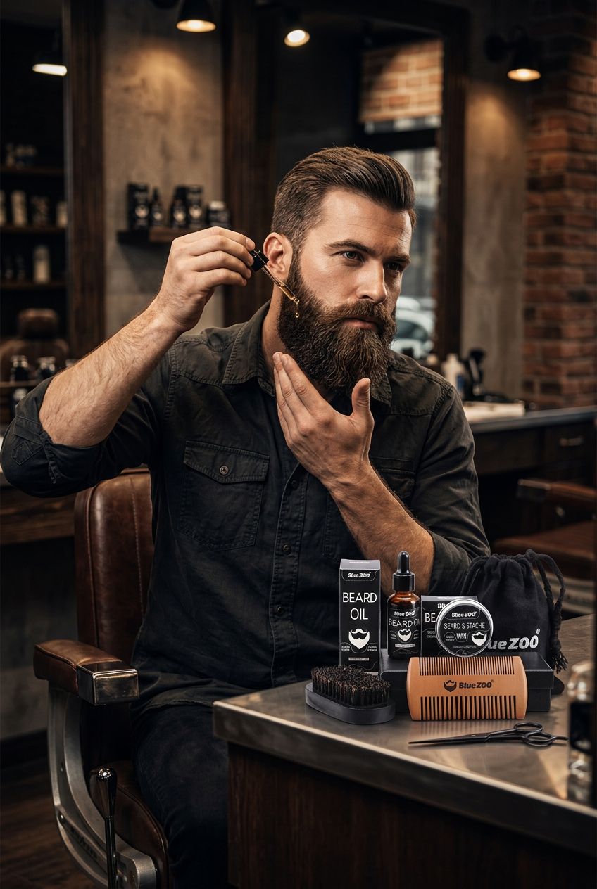 #1 — Lifestyle Hero, Man Applying Beard Oil