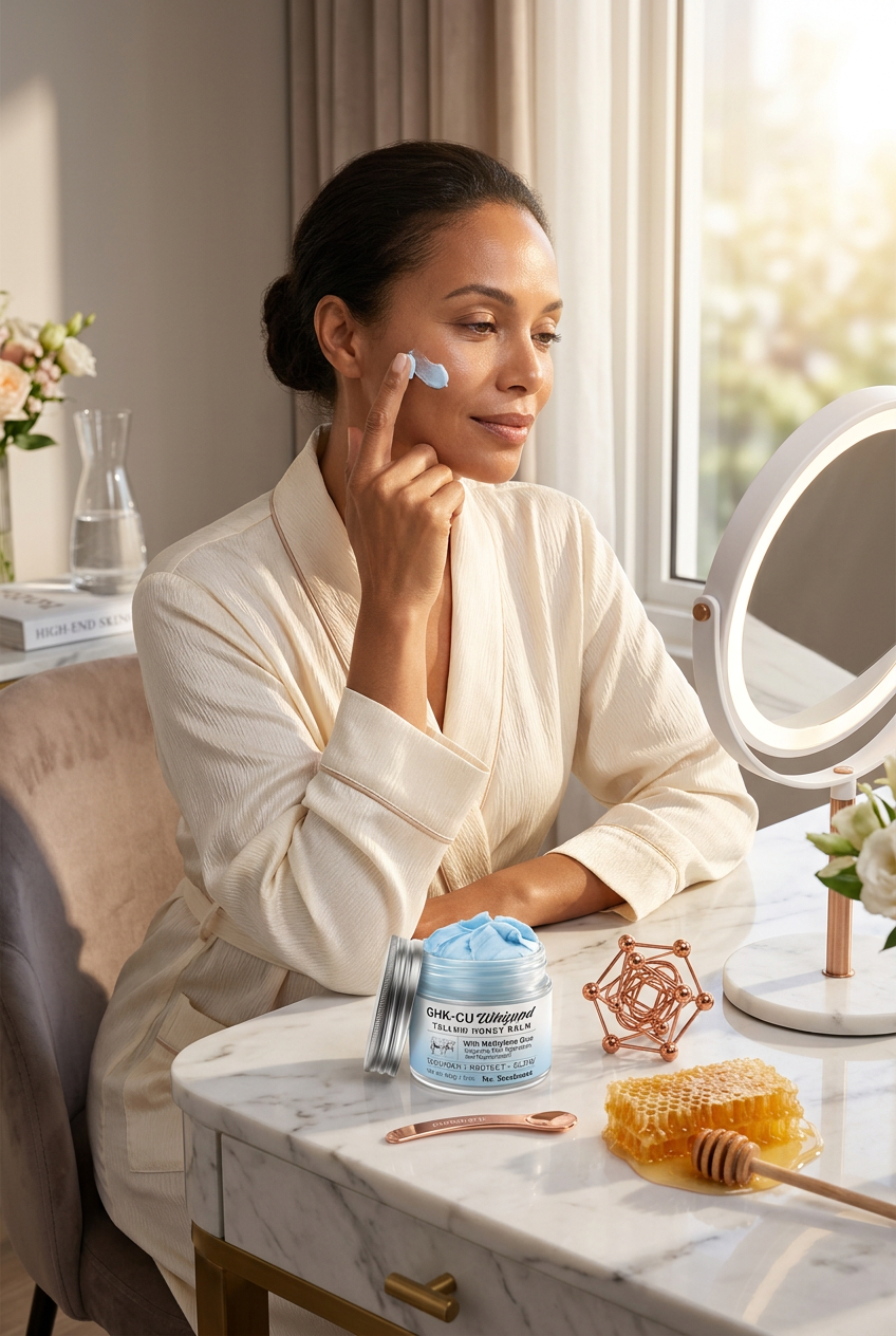#1 — Lifestyle, Mixed-Race Woman, Silk Robe, Vanity