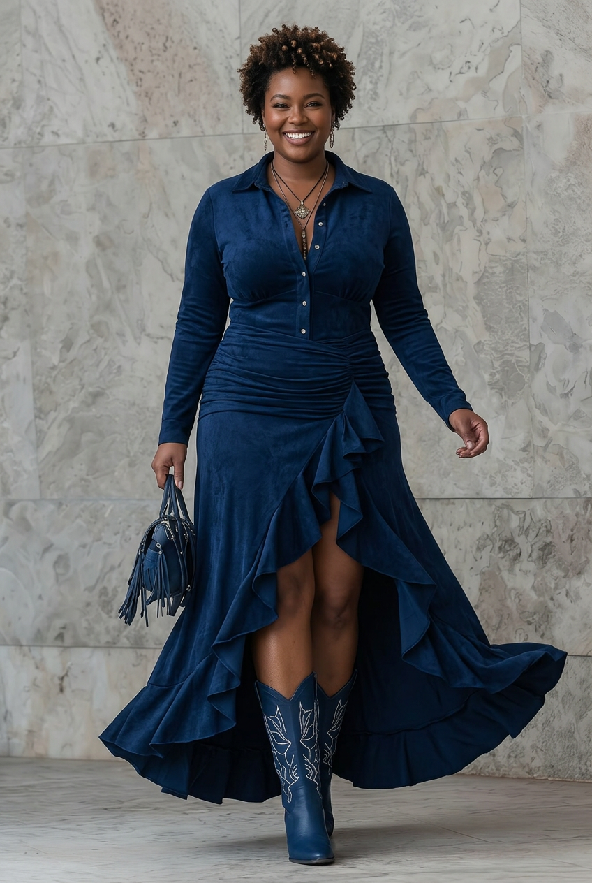 #1 — Plus-Size Black Model, Full Length Walking