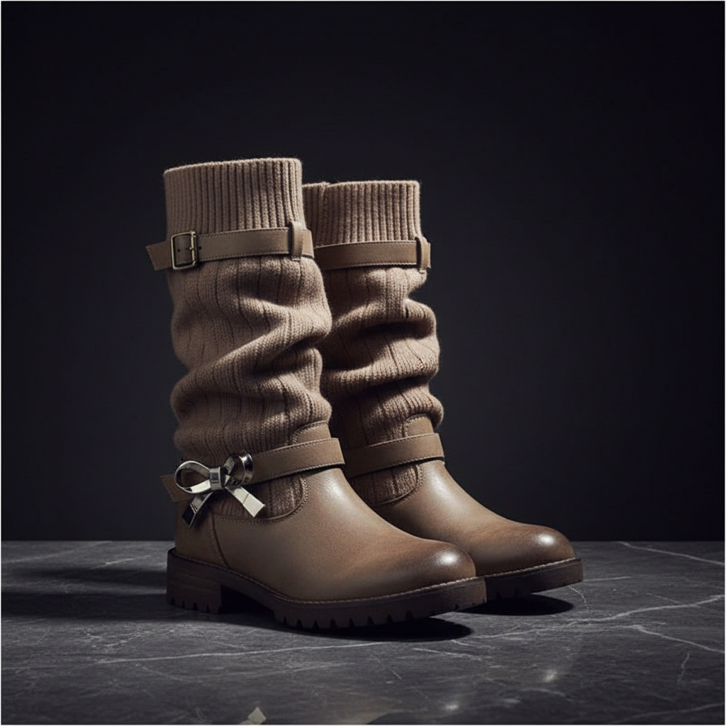 Brooke | Wool Bow & Buckle Ankle Boots