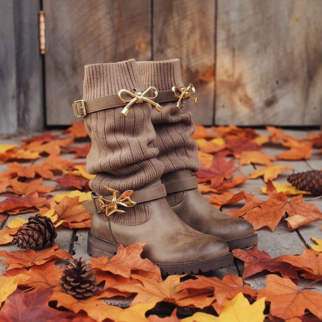 Brooke | Wool Bow & Buckle Ankle Boots