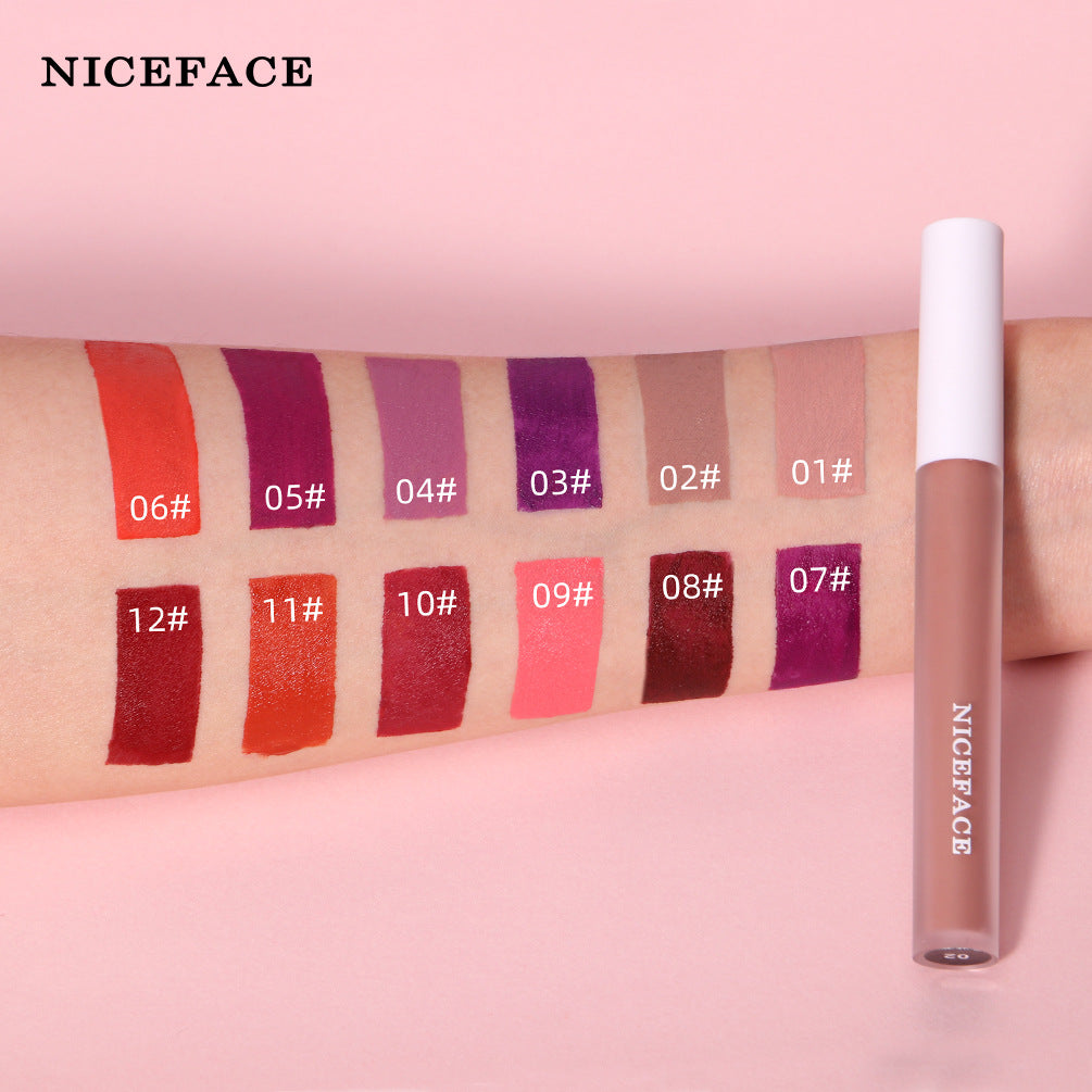 NiceFace Velvet Matte Liquid Lipstick – 12-Shade Non-Transfer Lip Glaze Collection
