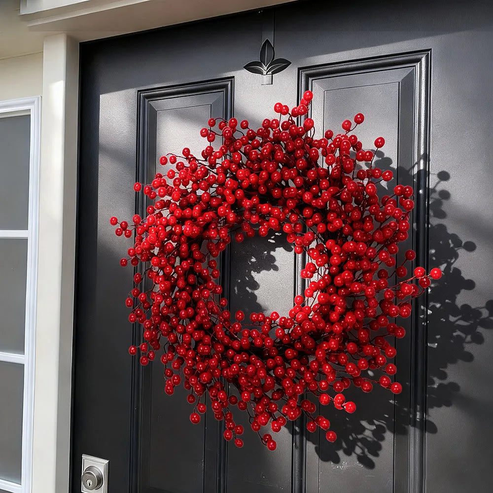 Red Berry Christmas Wreath | Artificial Holiday Door & Wall Wreath 45cm / 17.7"