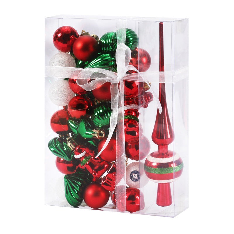 34pc Painted Christmas Ball Ornament Set – Gift Bag, 6 Color Schemes (20.5×15cm)