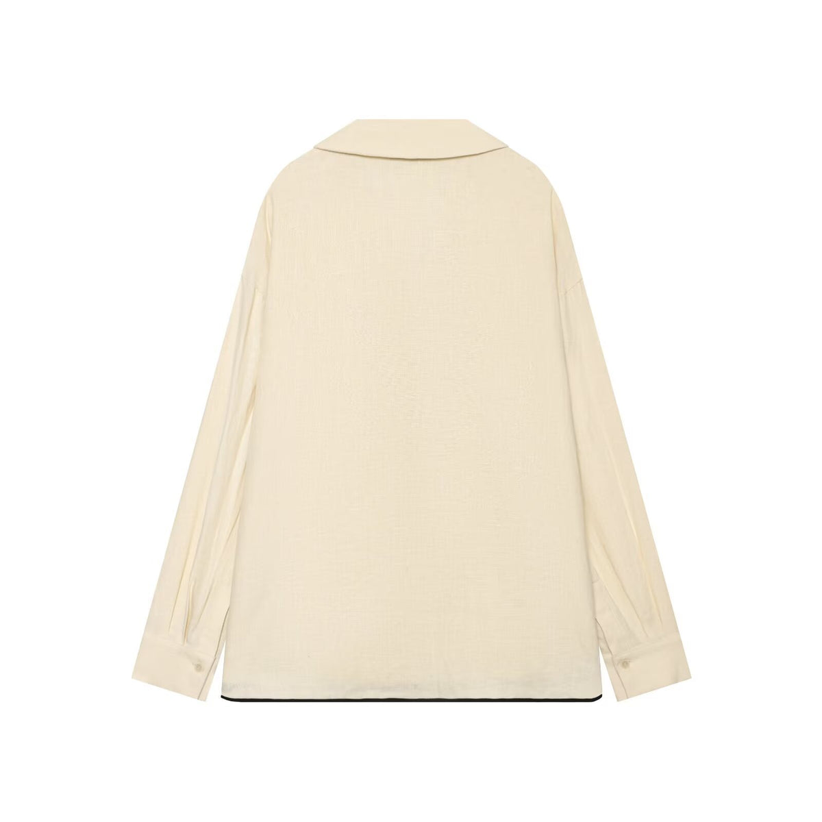 Women’s Linen Two-Piece Shirt & Pants Set – Long Sleeve, Beige
