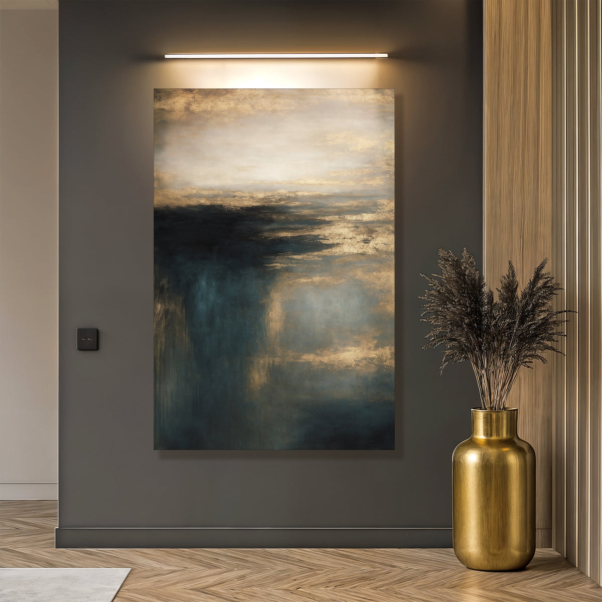Gilded Depths | Abstract Atmospheric Canvas Wall Art
