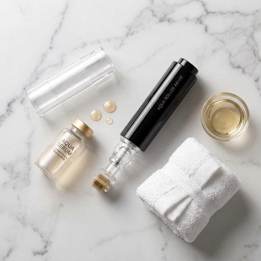 #2 — Flat Lay, Device with Serum on Marble