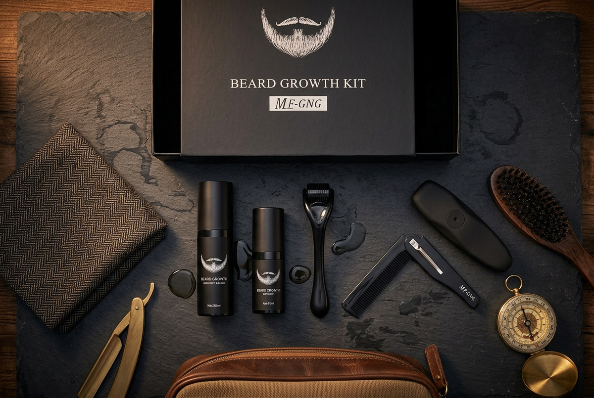 #2 — Flat Lay, Full 4-Piece Kit on Dark Surface