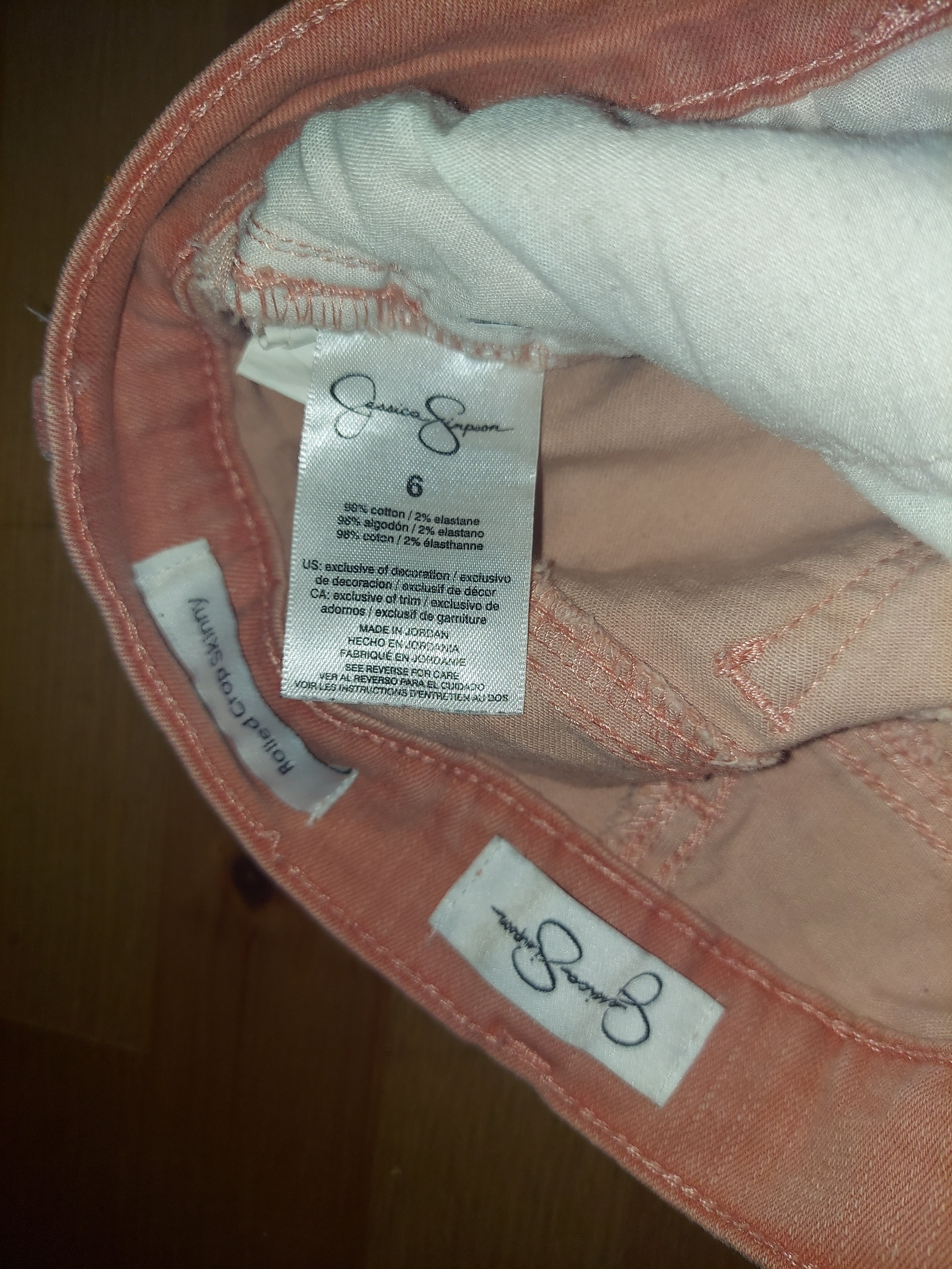 Jessica Simpson Rolled Crop Skinny Jeans - Peach/Orange, Size 6