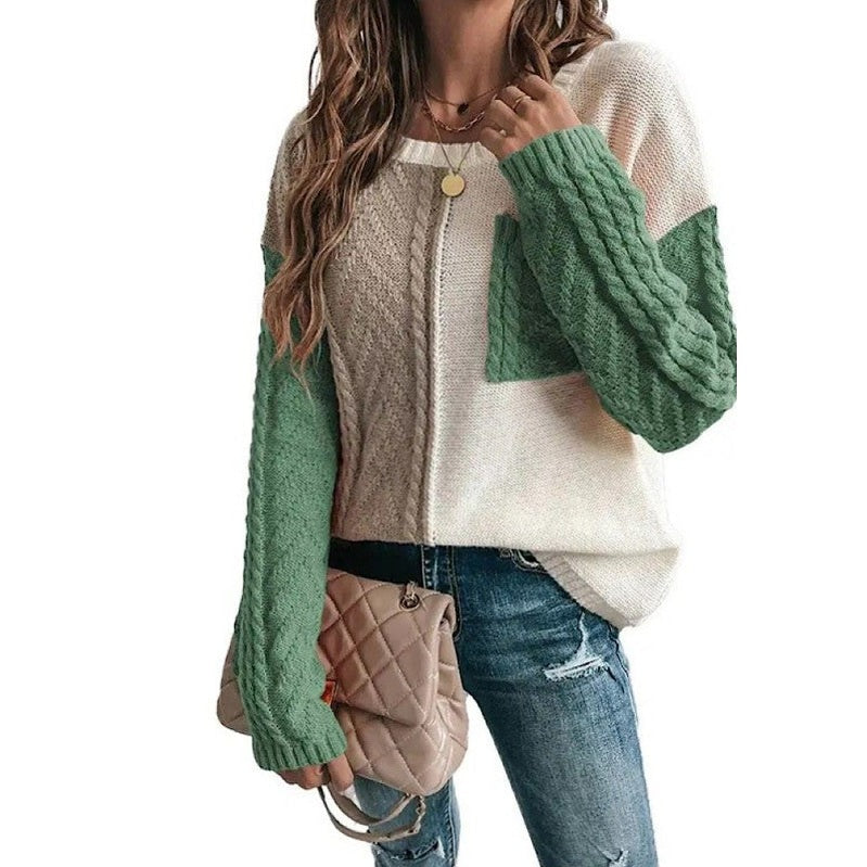 Pull torsadé color block pour femme