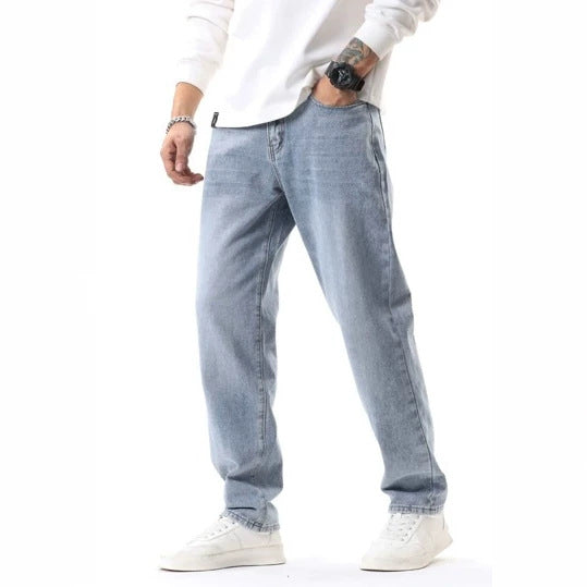 Men's Casual Retro Washed Blue Denim Jeans