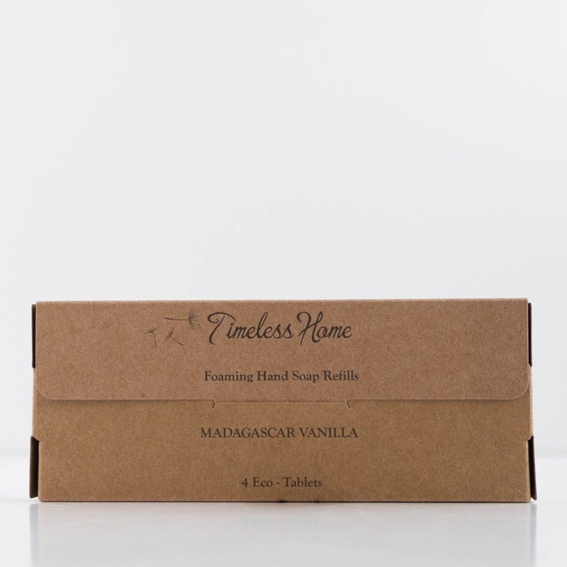 Timeless Home Madagascar Vanilla foaming hand soap refill pack in kraft box