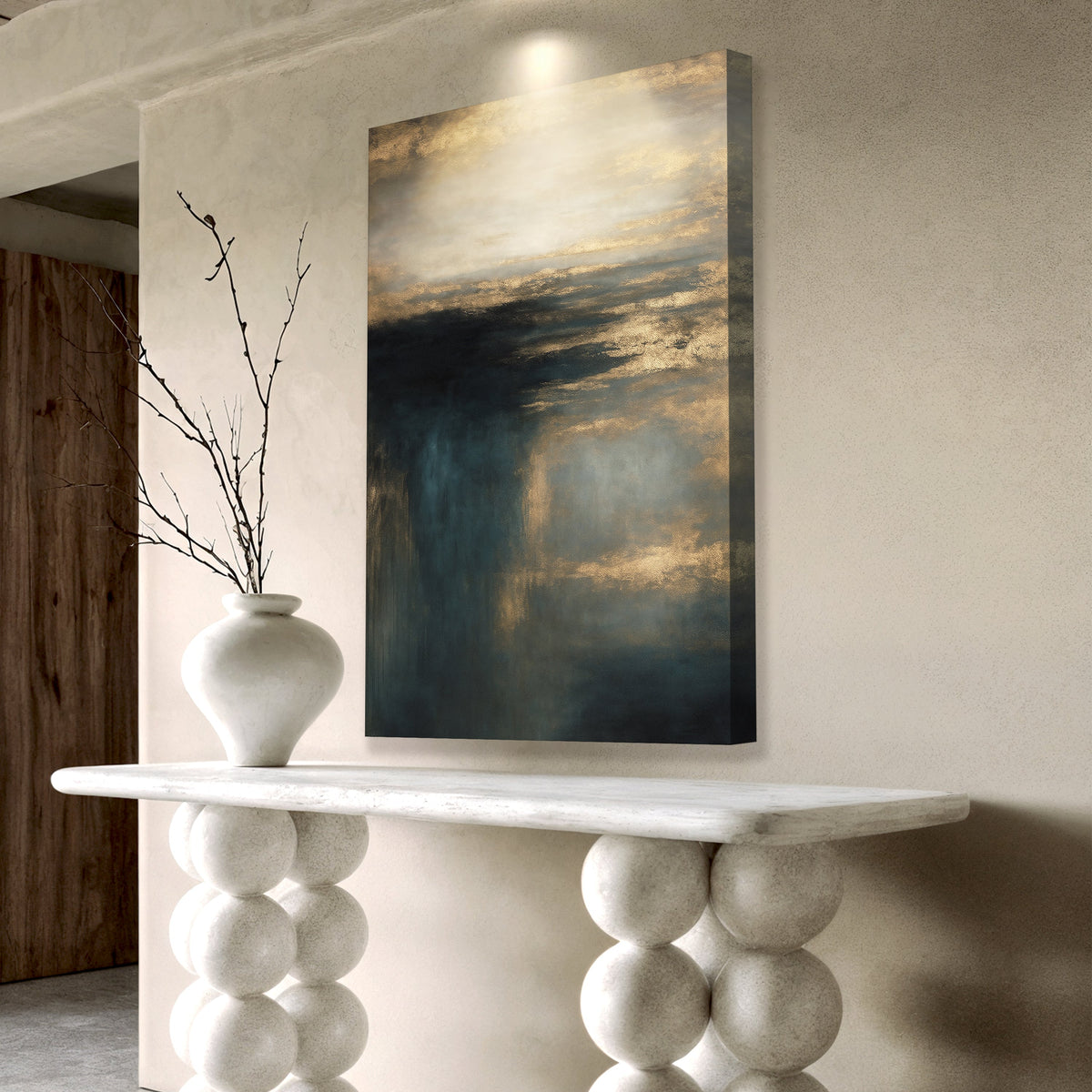 Gilded Depths | Abstract Atmospheric Canvas Wall Art
