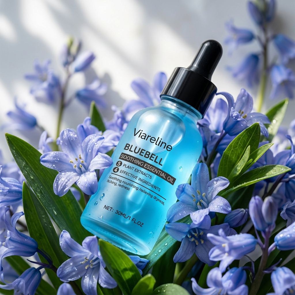 #3 — Blue Bottle on Bluebell Flowers Flatlay