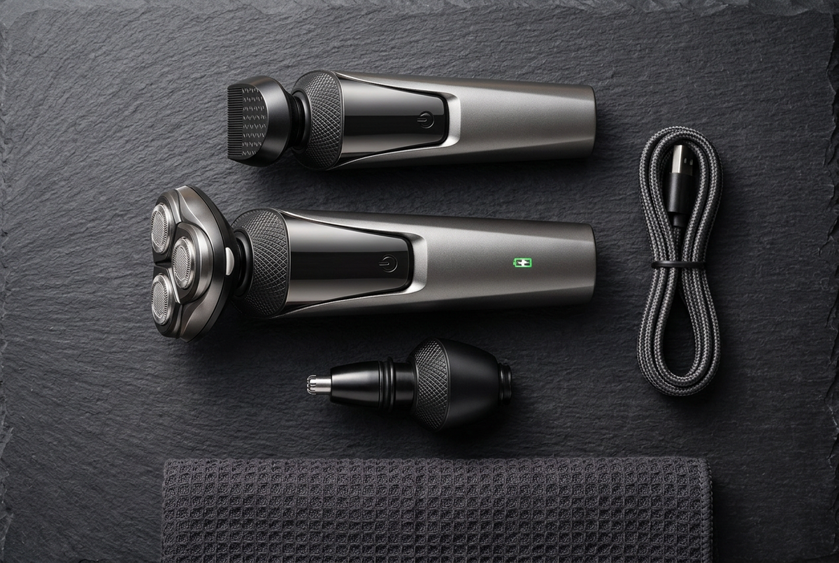#3 — Flat Lay, Grooming Kit Dark Surface