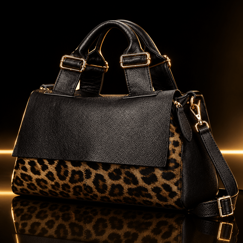 Fierce Leopard Boston Bag | Women's Genuine Leather | Large Capacity
