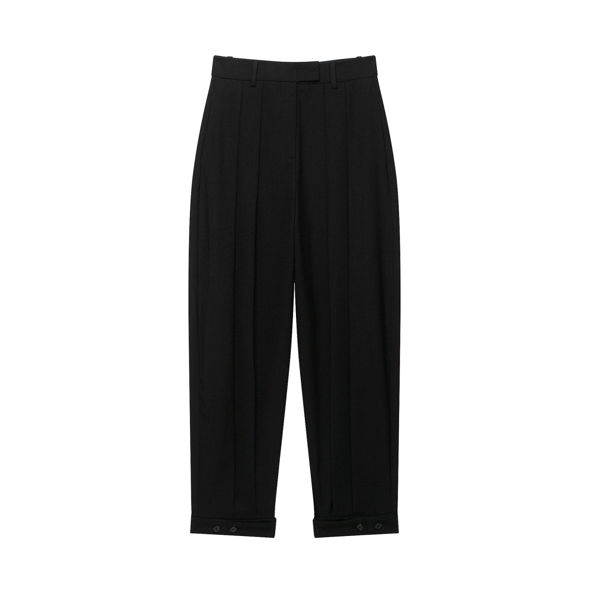 Women’s Single-Breasted Blazer & Pleated Strap Pants Set – Black