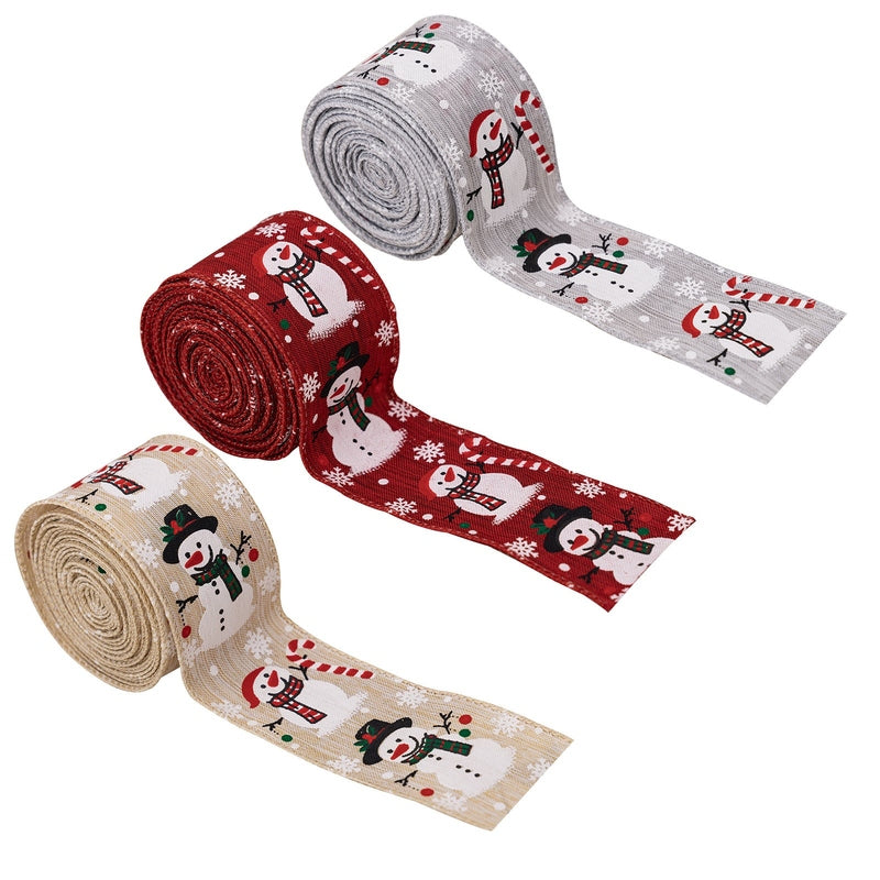 Christmas Snowman Ribbon Tape – Holiday Gift & Tree Decoration Ribbon