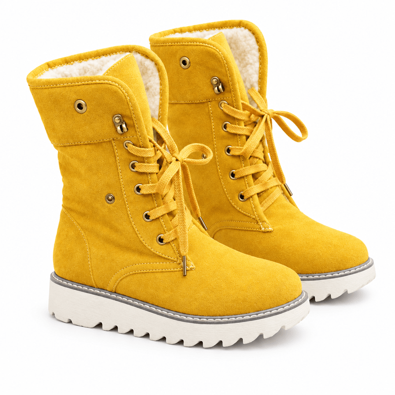 Glacé | Frosted Fur Lace-Up Ankle Snow Boots