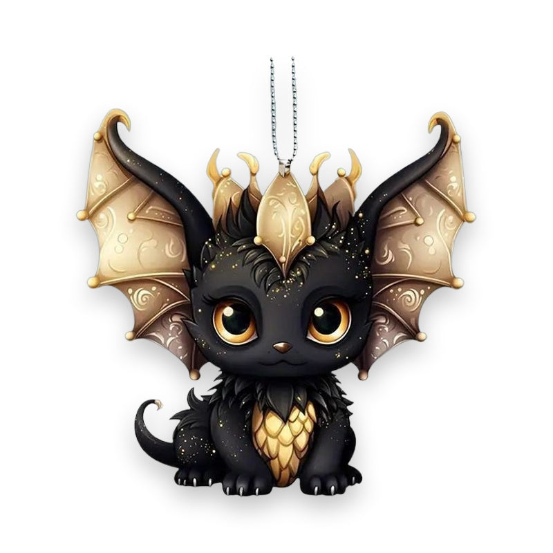 Black Dragon Acrylic Charm – Car Rearview Mirror & Backpack Hanging Ornament