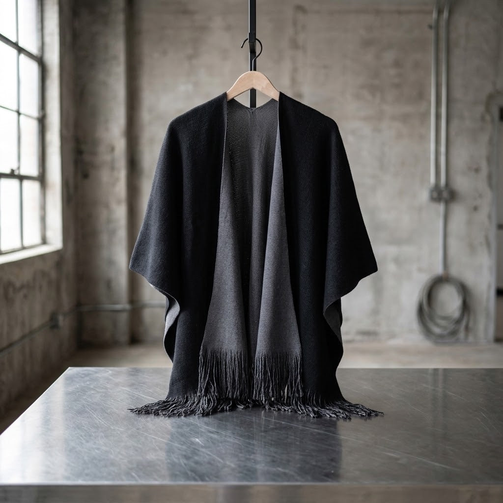 Poncho châle fendu en tricot double face pour femme