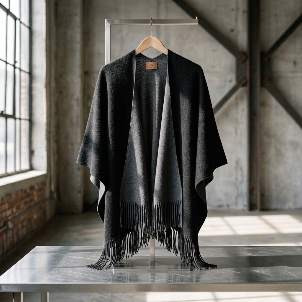 Poncho châle fendu en tricot double face pour femme