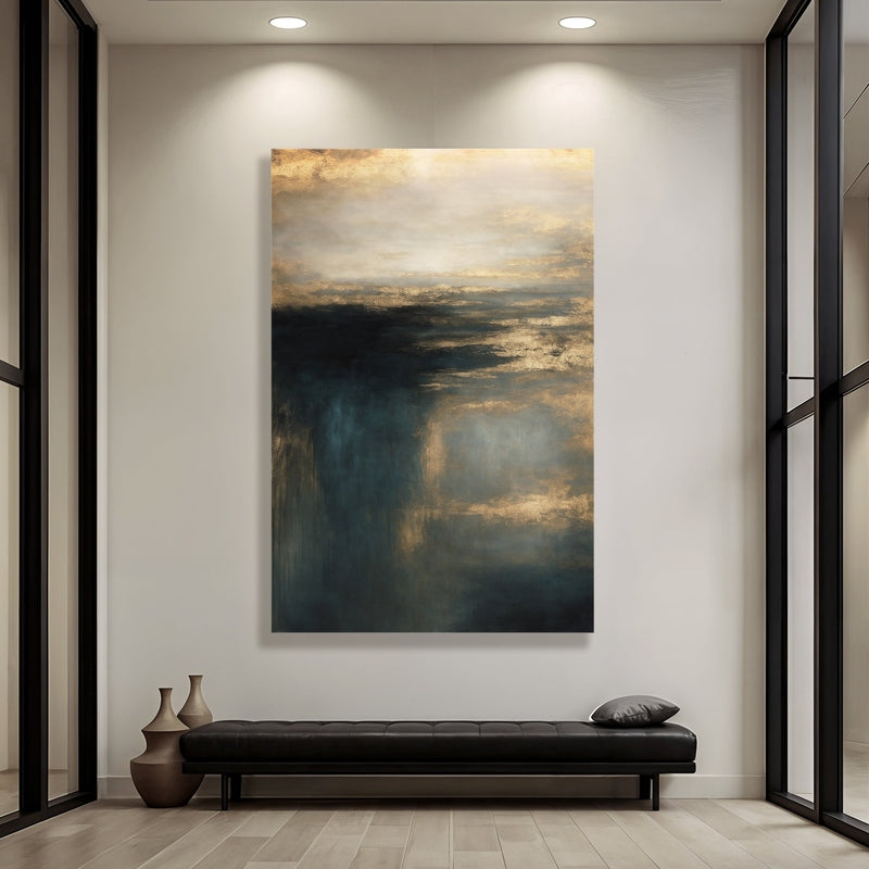 Gilded Depths | Abstract Atmospheric Canvas Wall Art