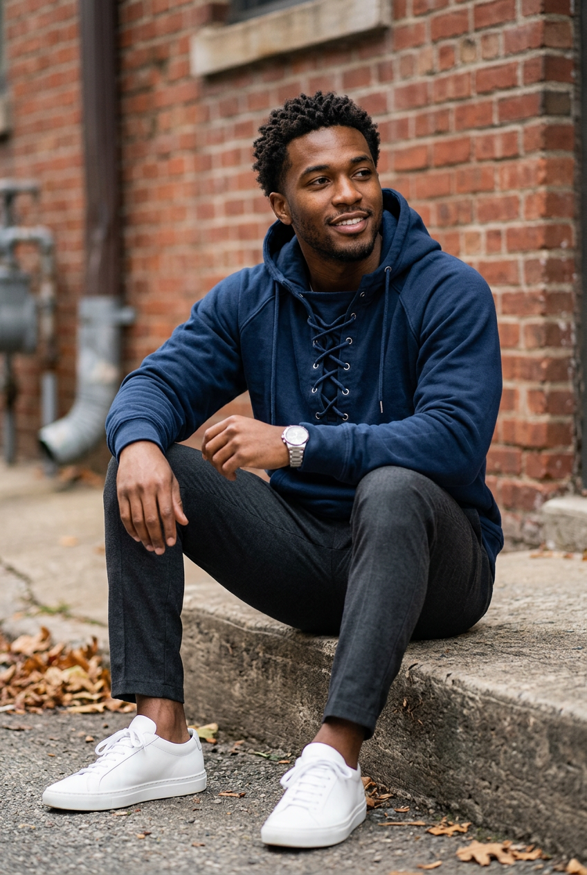#4 — Black Model, Urban Outdoor Seated