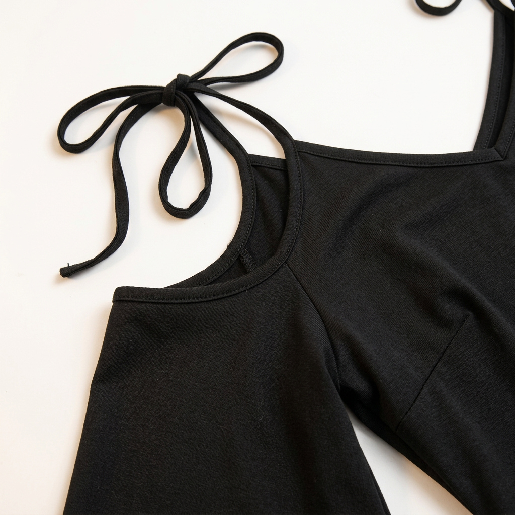 #4 — Cold-Shoulder Tie-Strap Detail Close-Up