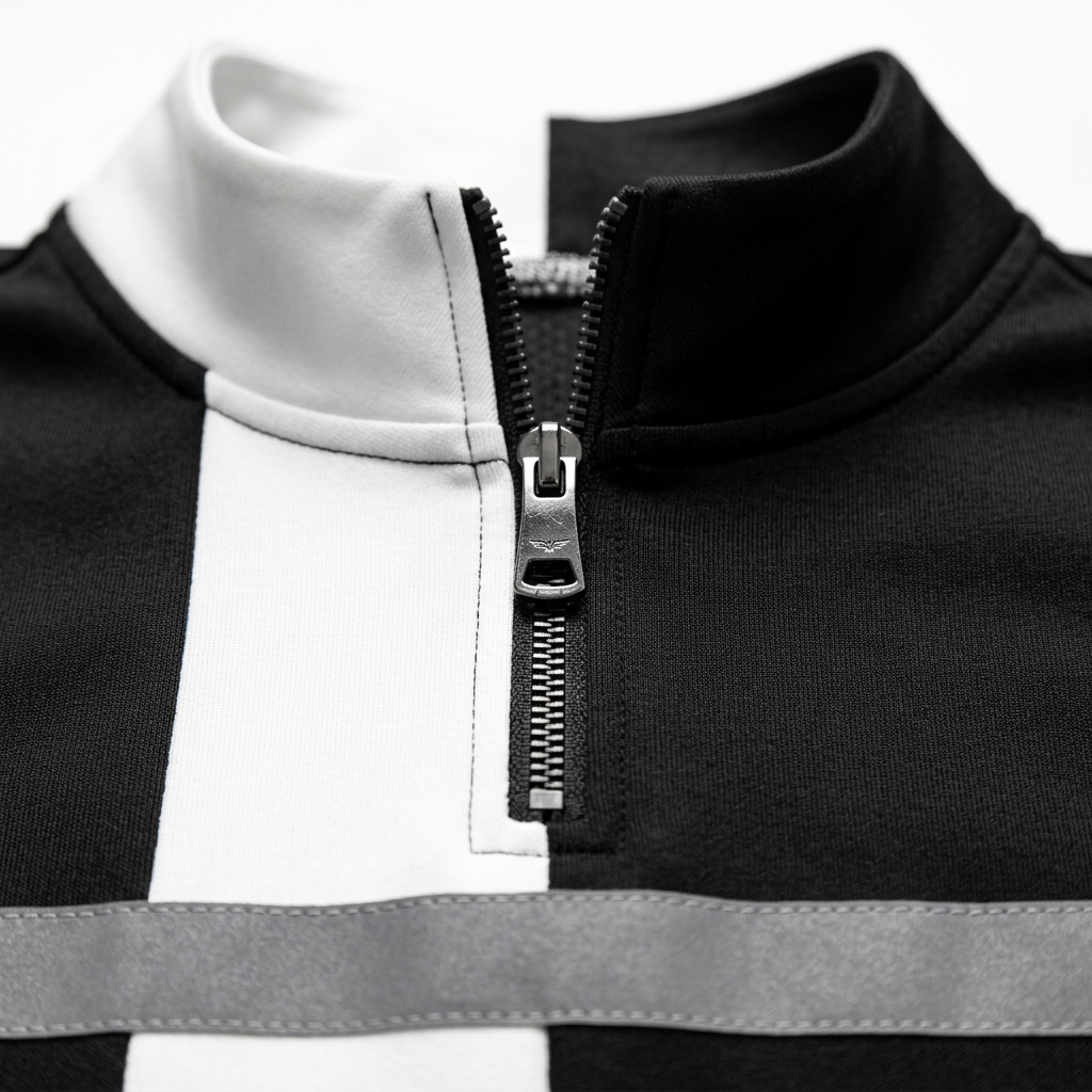 #4 — Zip-Collar & Stripe Detail Close-Up