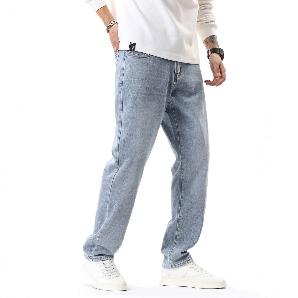 Men's Casual Retro Washed Blue Denim Jeans