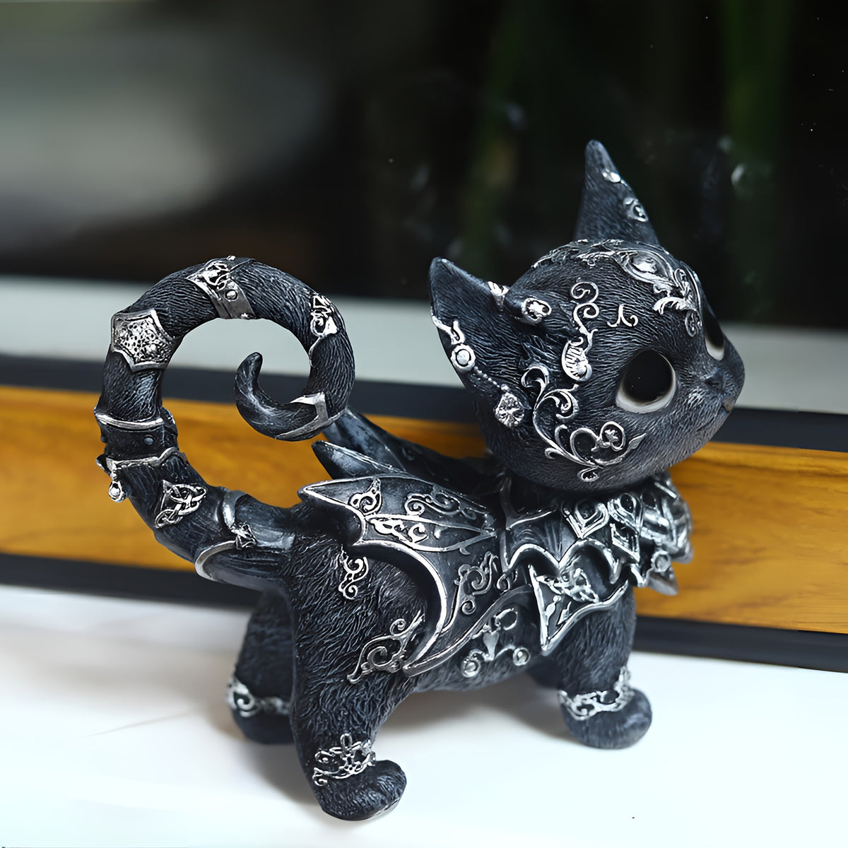 Cute Black Cat Resin Figurine – Home Decor Shelf & Desk Accent
