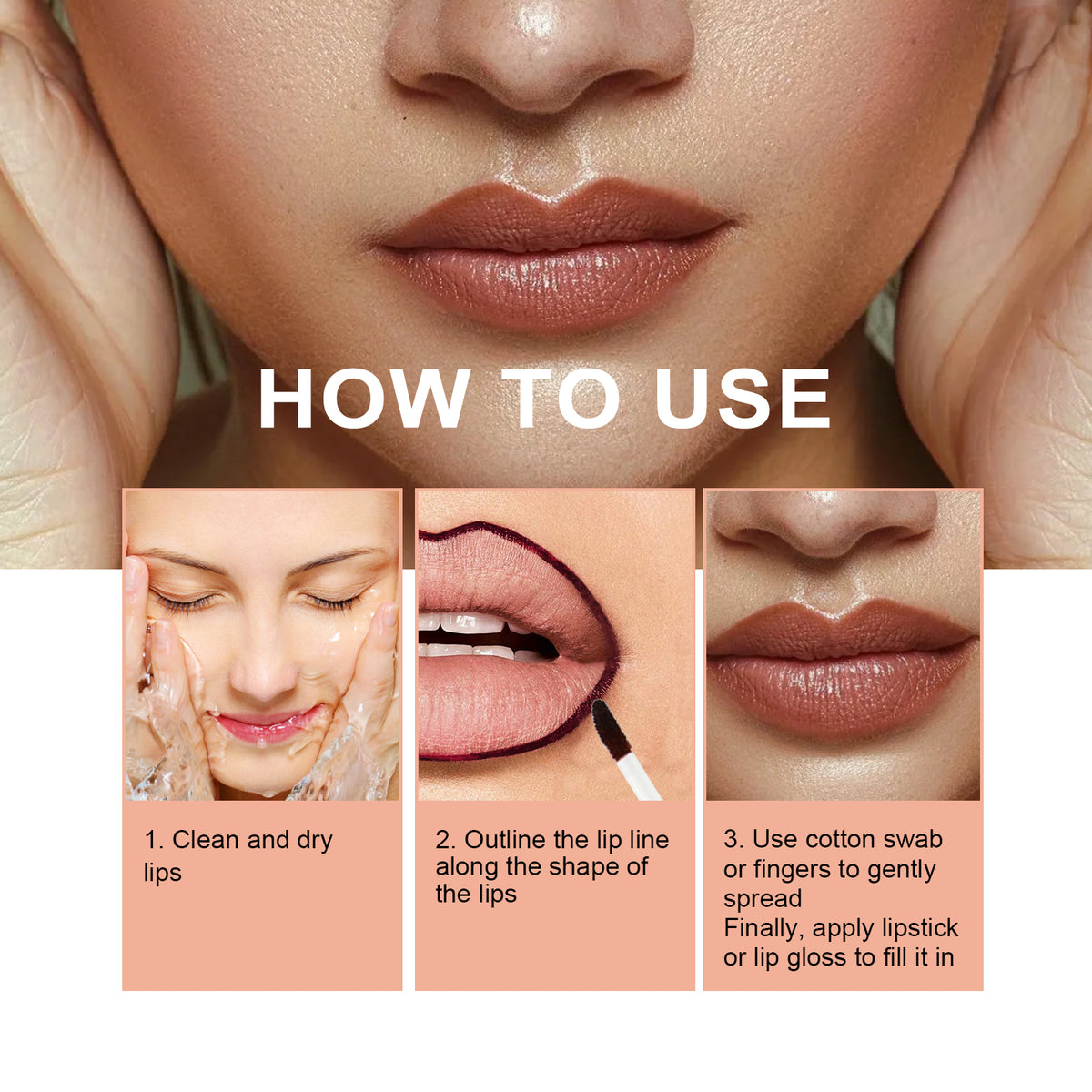 EELHOE Luxury Waterproof Peel Lip Liner – Lanolin & Raspberry Extract Lip Definer in 3 Shades