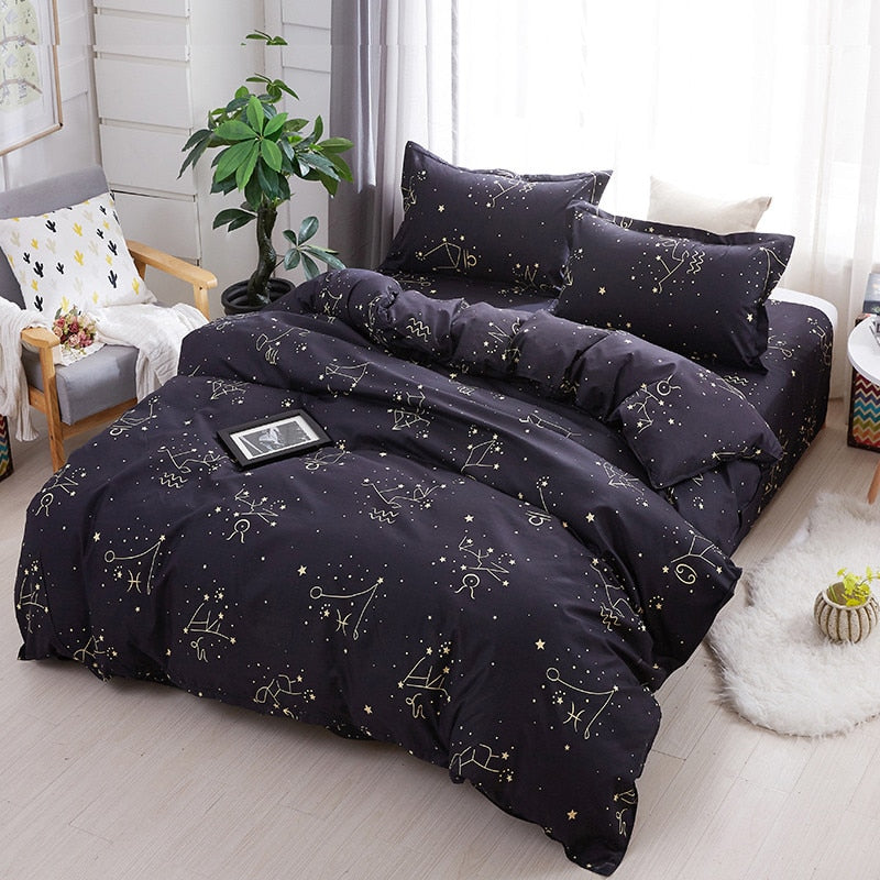 Star Print Microfiber Bedding Set