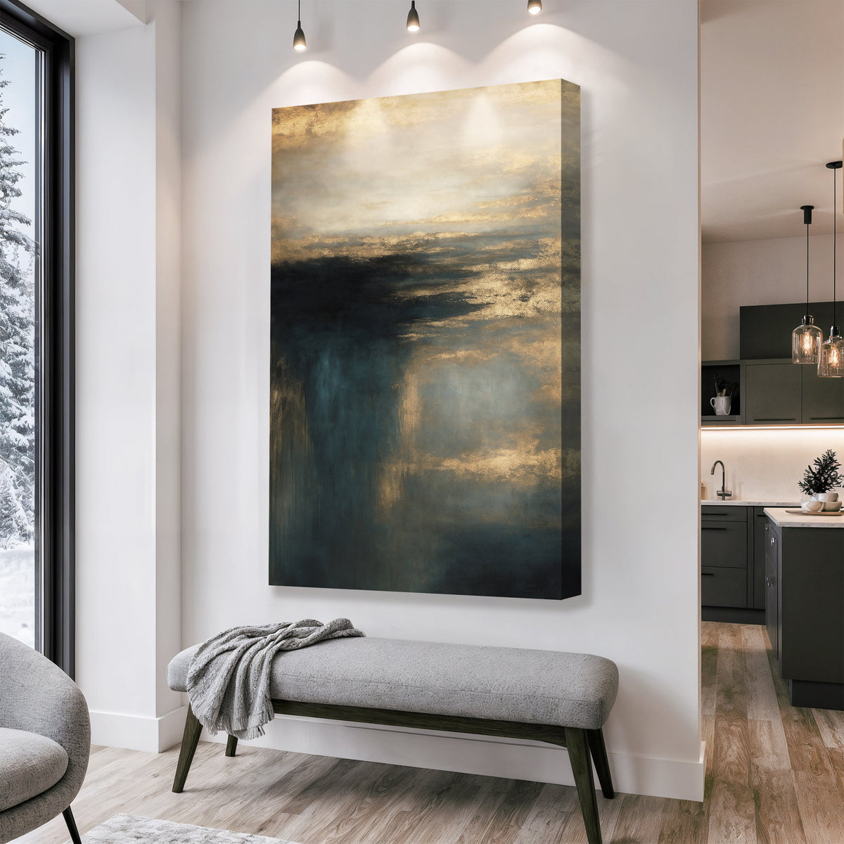 Gilded Depths | Abstract Atmospheric Canvas Wall Art