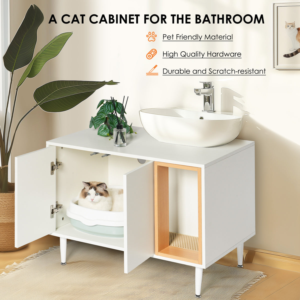 The Tuckaway | Bathroom Sink Cabinet & Hidden Litter Box Enclosure