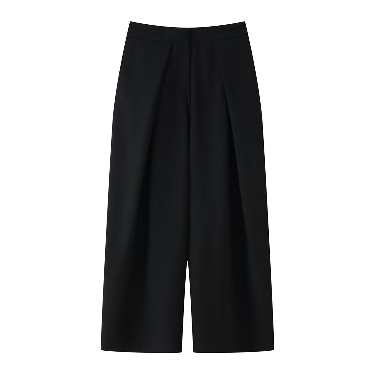 Ensemble blazer et pantalon à taille ceinturée pour femme – Col en V, noir