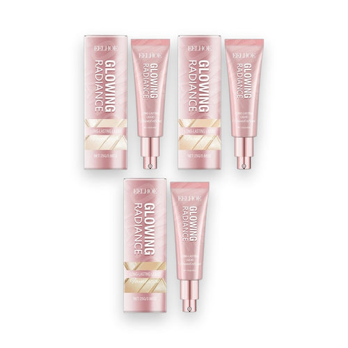 Multiple EELHOE liquid foundation packaging sets on white background
