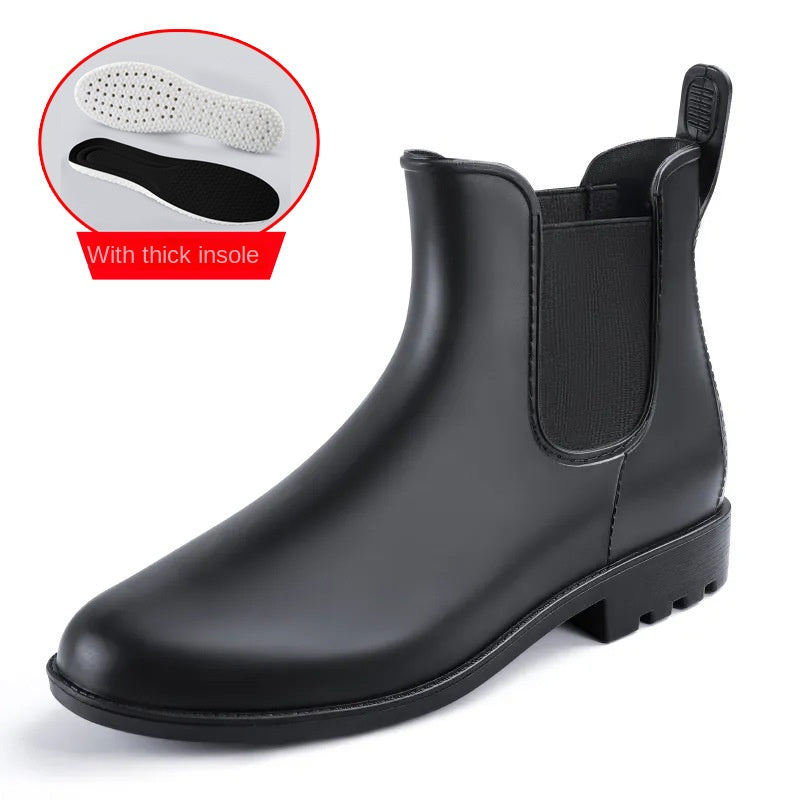 Storm Chelsea | Women's Waterproof Matte Rain Boots | Anti-Slip | Matte Black & Brown