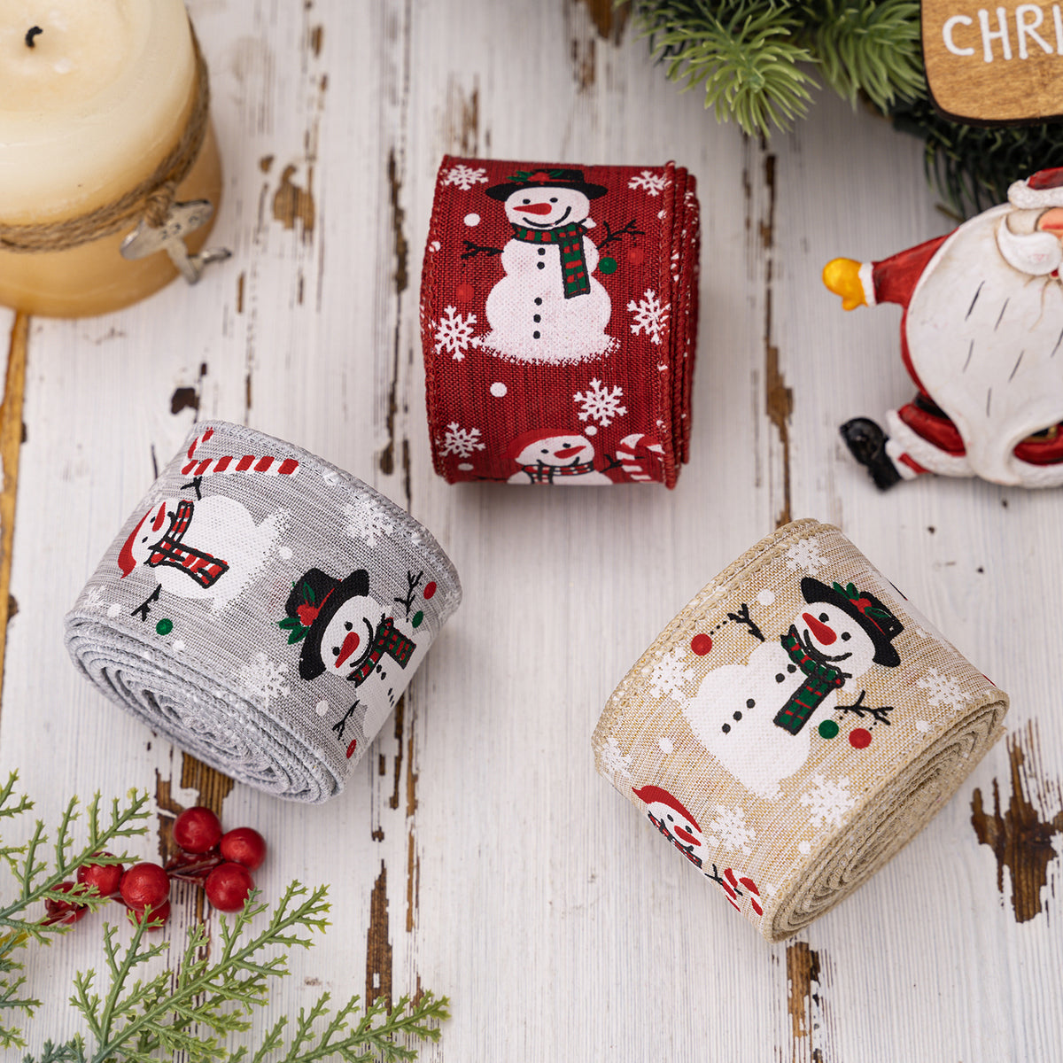 Christmas Snowman Ribbon Tape – Holiday Gift & Tree Decoration Ribbon