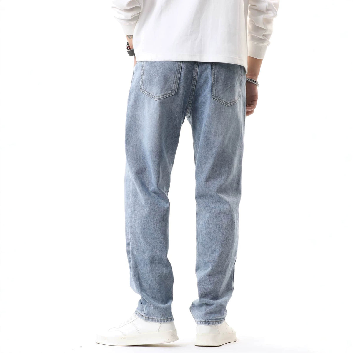 Men's Casual Retro Washed Blue Denim Jeans