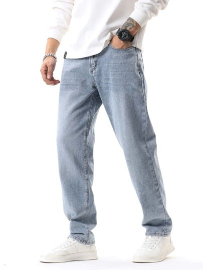 Men's Casual Retro Washed Blue Denim Jeans