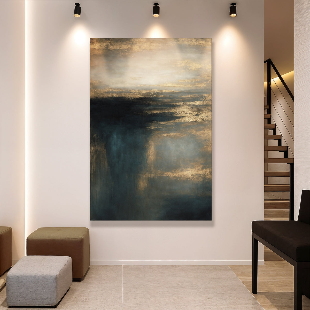 Gilded Depths | Abstract Atmospheric Canvas Wall Art