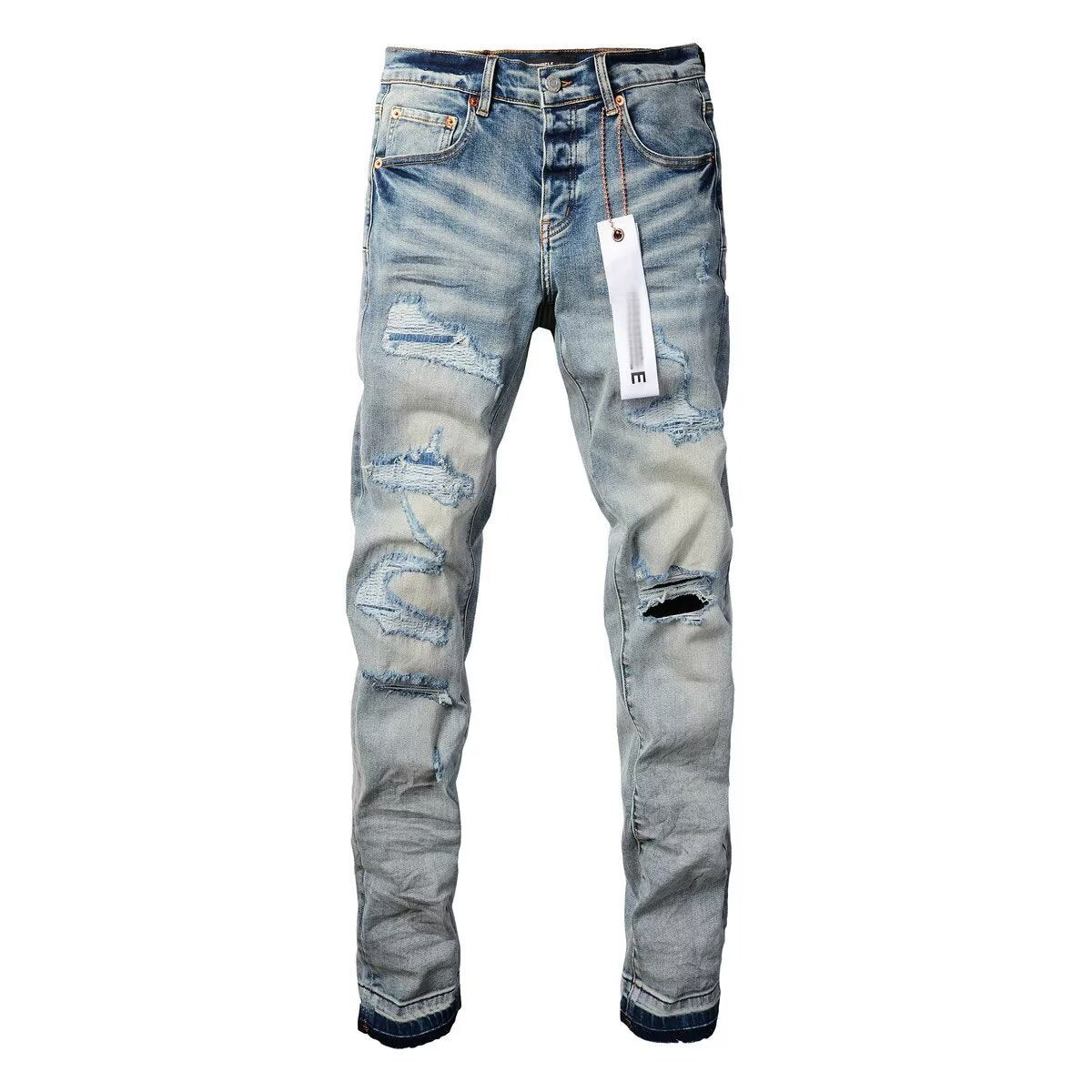 Men's Slim Straight Light Blue Jeans | Stretch Denim | Harajuku Style