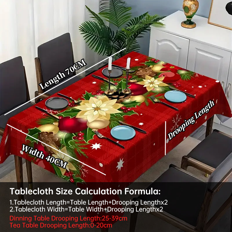Chemin de table de Noël avec motifs de pin et de houx, décoration de salle à manger pour les fêtes