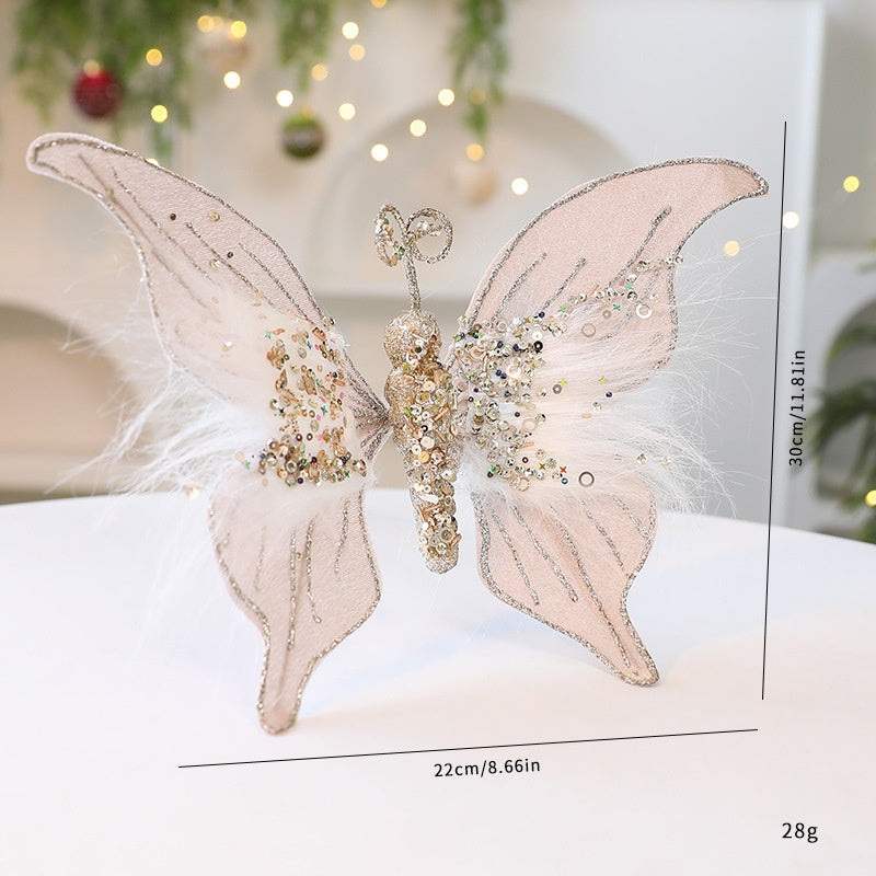 Christmas Velvet Butterfly Decorations – DIY Tree & Scene Decor (30cm)