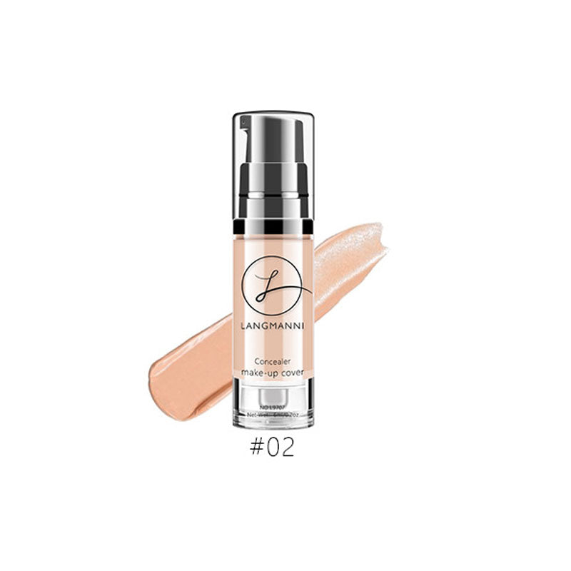 LANGMANNI liquid foundation concealer shade #02 light peachy-beige with silver pump